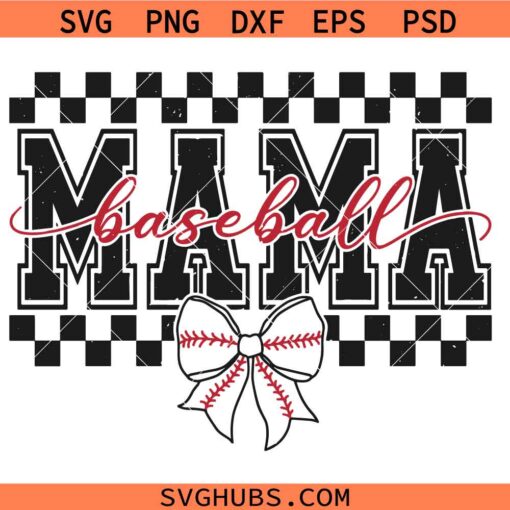 Coquette Bow Baseball mom svg, Baseball mom svg, Baseball Lover SVG, Mama Bow SVG