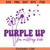 Purple up for military kids SVG, Purple Dandelion Flower SVG, Military Child Month SVG