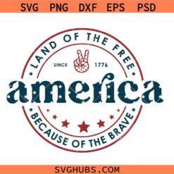 America Land Of The Free Because Of The Brave SVG, 4th of July SVG, Veteran SVG, Patriotic svg