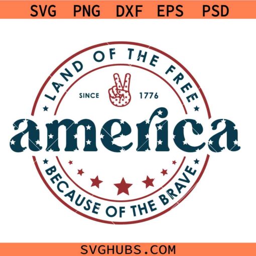America Land Of The Free Because Of The Brave SVG, 4th of July SVG, Veteran SVG, Patriotic svg