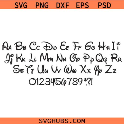 Disney font SVG, Disney alphabet svg, Disney font svg, calligraphy font svg, cursive font svg    