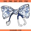 Nurse Chinoiserie Coquette Bow SVG, Nurse Chinoiserie SVG, Nurse bow SVG, Nurse Life SVG  