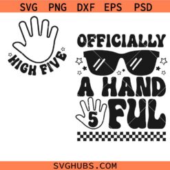 Officially A Handful Svg, Funny 5TH Birthday SVG, Birthday Boy SVG