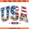 Retro USA Leopard Print SVG, Leopard Print 4TH July SVG, American Flag SVG  