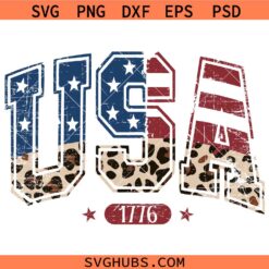 Retro USA Leopard Print SVG, Leopard Print 4TH July SVG, American Flag SVG  