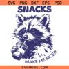 Snacks make me nicer raccoon SVG, Opossum Quotes SVG, Sarcastic SVG, Funny SVG