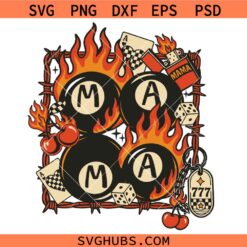 Western mama collage flaming dice checkered SVG, Western Sticker SVG, Country Mama SVG  