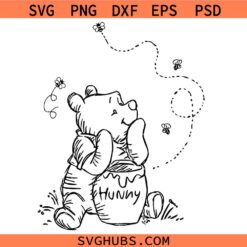 Winnie the Pooh with Hunny SVG, Cartoon SVG, Disney Pooh SVG  