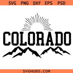 Colorado mountains SVG, Mountains and Sun Colorado SVG