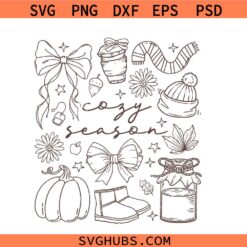 Cozy Season coquette bow SVG, Winter Coquette Bow Svg, Cute Coquette Bow SVG, Coquette Bow Aesthetic Svg