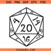 D20 Dice SVG, D20 Polyhedral Dice SVG, dnd dice SVG, d20 stamp form SVG