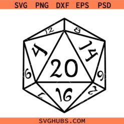 D20 Dice SVG, D20 Polyhedral Dice SVG, dnd dice SVG, d20 stamp form SVG