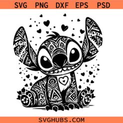 Floral Stitch Mandala SVG, Disney Stitch SVG, Stitch Mandala SVG, Stitch SVG