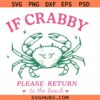 If Crabby Return to the Beach SVG, Humorous Ocean SVG, Comical Crab SVG