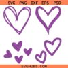 Purple hearts SVG, Valentine Svg, Kawaii Design SVG