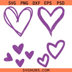 Purple hearts SVG, Valentine Svg, Kawaii Design SVG