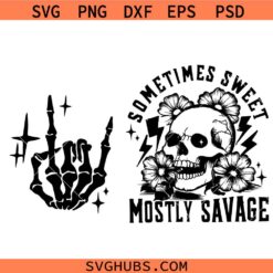 Sometimes Sweet Mostly Savage SVG, Witchy Women SVG, Snarky Flower Skull Svg