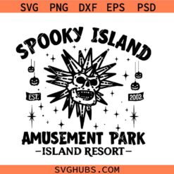 Spooky Island Amusement Park svg, Halloween Disco Skull SVG, Skull Island Resort SVG