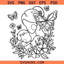 Abstract Mother and Child SVG, Floral Line Art Mother and Child svg, Motherhood SVG