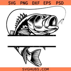Bass Fishing Monogram Svg, Fishing Monogram Svg, Bass Name Fish Svg, Bass Clipart SVG