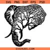 Elephant Tree SVG, Tree Elephant SVG, Safari Clipart SVG, Animal Shirt SVG