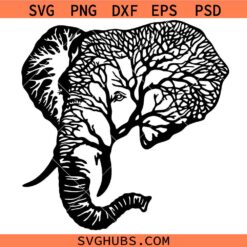 Elephant Tree SVG, Tree Elephant SVG, Safari Clipart SVG, Animal Shirt SVG