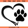 Heart Dog Paw SVG, Heart Paw Svg, Dog Lover Svg, Dog Mama SVG