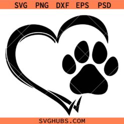 Heart Dog Paw SVG, Heart Paw Svg, Dog Lover Svg, Dog Mama SVG