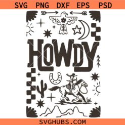 Howdy Cowboy Retro Floral Western SVG, Rodeo SVG, Country Svg, Western SVG, Cowboy Shirt svg