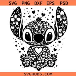 Lilo and Stitch Floral SVG, Disney Character SVG, Lilo SVG