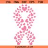 Pink Ribbon heart distressed SVG, Cancer Awareness SVG, Breast Cancer awareness svg