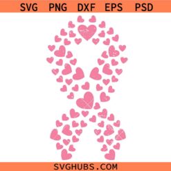 Pink Ribbon heart distressed SVG, Cancer Awareness SVG, Breast Cancer awareness svg