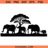 Safari Elephant Silhoutte SVG, Wild Elephant, African Safari SVG