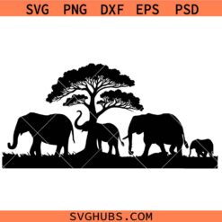 Safari Elephant Silhoutte SVG, Wild Elephant, African Safari SVG