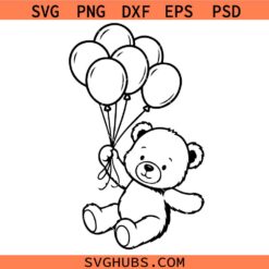 Teddy Balloon bear SVG, Cartoon SVG,Teddy Bear Vector SVG, Teddy Bear SVG