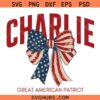 Charlie Kirk Coquette Bow SVG, Charlie Kirk US Flag Bow SVG, Memorial SVG