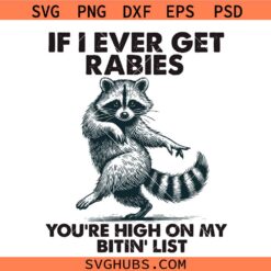 If I Ever Get Rabies You Are High On My Bitin' List SVG, Funny Raccoon Saying SVG, Sarcastic Opossum SVG