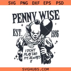 Pennywise Halloween Horror Characters Svg, Horror Movie Killers SVG, Pennywise Clown SVG