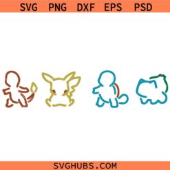 Pokemon Outline Svg, Pikachu SVG, Cartoon Birthday Shirt SVG, Pokemon Shirt Svg