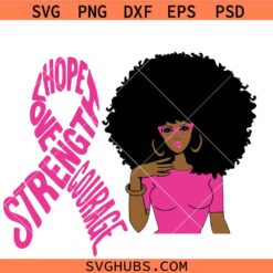 Afro Woman Breast Cancer Warrior SVG, African American Breast Cancer Awareness SVG, Pinktober SVG