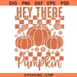 Hey there pumpkin SVG, Retro Fall SVG, Thaksgiving SVG, Pumpkin Halloween SV