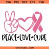 Peace Love Cure SVG, Faith Over Fear SVG, Breast Cancer SVG, Cancer Survivor SVG