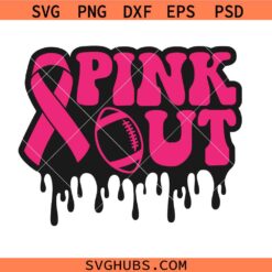 Pink Out cancer awareness SVG , Fight Cancer Pink Ribbon SVG, Cancer Ribbon svg   