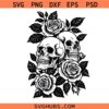 Skull and Roses SVG, skull with roses SVG PNG, floral skull SVG