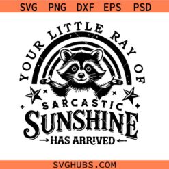 Your little ray of sarcastic sunshine svg, Funny Possum SVG, Sarcastic Raccoon Quotes SVG  