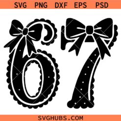 6 7 meme with bow svg, Viral Svg, Trendy Meme Svg, Trendy sticker SVG
