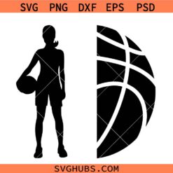 Basketball Half Girl PNG SVG, Half basketball SVG, basketball split name frame SVG