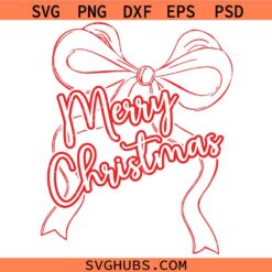 Merry Christmas Bow SVG, Merry Christmas  SVG, Christmas Coquette SVG, Christmas Sign SVG