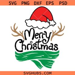 Merry Christmas SVG, Santa Hat SVG, Christmas SVG, Christmas Sign SVG