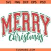 Merry Christmas retro college font SVG, Christmas Shirt SVG, Christmas Sign SVG